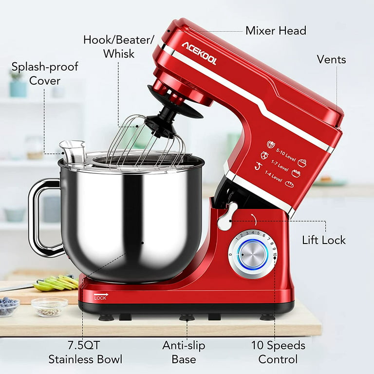 Stand Mixer For Home Kitchen, Food Mixing Machine For Cake - Dough  Hook/whisk/beater, With Dough Hook Splash Guard And Mixing Bowl, For Baking  Cake 