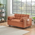 thumbnail image 2 of Modern Corduroy 3 in 1 Convertible Sleeper Sofa Bed with Back and 2 Pillows, Pull-Out Bed Loveseat with Pockets for Living Room , Bedroom (Orange), 2 of 7