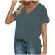 thumbnail image 5 of Tops de otoño para mujer,Blusa informal con cuello en V para mujer, manga corta estampada, tejido suave de imitación de tela, cómoda para uso diario en casa, sopatenor, 5 of 9