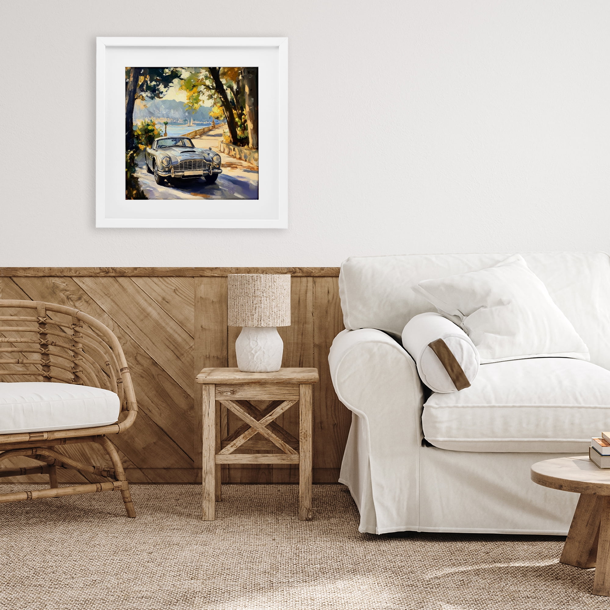 Stupell Industries Classic View of Seaside Drive White Framed Print Under Glass, design by Creative Studio