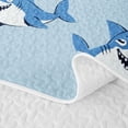 thumbnail image 5 of meiyoeat Cute Cartoon Shark Quilt Full for Boys Girls, Kawaii Underwater Animal Full Bedspread Sets, Sky Blue, 3-Piece, 5 of 7