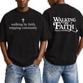 thumbnail image 2 of Mens Christian Graphic T Shirts - 'Walking By Faith Tripping Constantly' Vintage Acid Wash Tshirt Oversized Faith Quote Religious Casual Tops for Streetwear Summer Vacation, 2 of 7