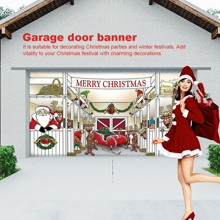 Yfmha 7x16 Ft Christmas Garage Door Banner Eve Photography Background New Year Party Supplies Com
