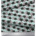 thumbnail image 2 of Soimoi Green Cotton Voile Fabric White Flower Bouquet Stripe Printed Craft Fabric by the Yard 58 Inch Wide, 2 of 3