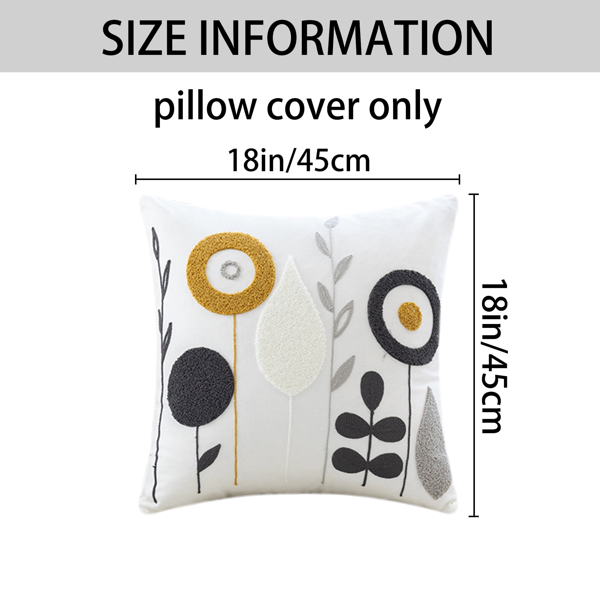 Unique Bargains Floral Throw Pillow Covers Pack of 2 Flower Pattern 1 18" x 18"