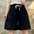 thumbnail image 5 of Sakmal A Line Womens Shorts Chino Black Plus Size 8" Solid High Waisted Shorts with Pockets, 5 of 5