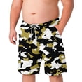 thumbnail image 2 of Men’s Camo Cargo Shorts Elastic Waist Drawstring Cotton Big & Tall Relaxed Fit Casual Summer Work Shorts with Pockets Black 5XL, 2 of 8