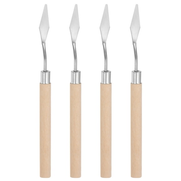 Uxcell 4 Packs 10mm Width No.7 Stainless Steel Palette knife Spatula Oil Painting Knife Wood Handle
