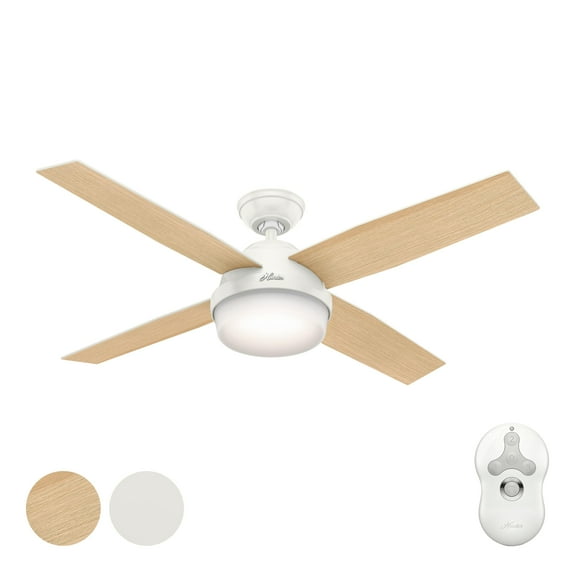 Restored Hunter Fan 52 inch Fresh White Contemporary Ceiling Fan with LED Light Kit and Remote Control (Refurbished)