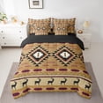 thumbnail image 2 of Feelyou Retro Hippie Aztec Bedding Comforter Set 7pcs for Men, Burly Wood Stripe Triangle King Bedding Sets, Wildlife Deer Moose Reversible Bed Sheets, Super Cozy Room Decor, 2 of 7