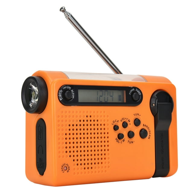 Radio d'Urgence Extérieure Portable AM FM SW Radio Solaire à Manivelle avec Lampe de Poche LED Batterie 2000mAh Alarme SOS