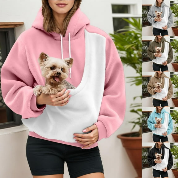 Unisex Pet Sling Fleece Hoodie, Pet Hoodie Carrier, Dog Carrier Hoodie, for small & medium pets