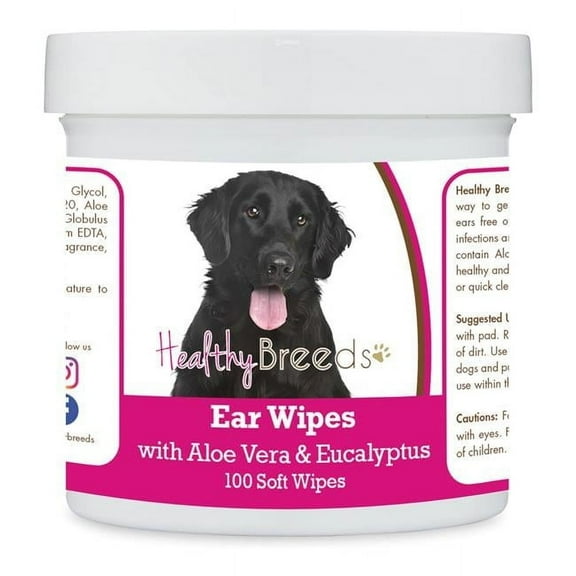 Healthy Breeds 192959823684 Flat Coated Retriever Ear Cleaning Wipes with Aloe & Eucalyptus for Dogs - 100 Count