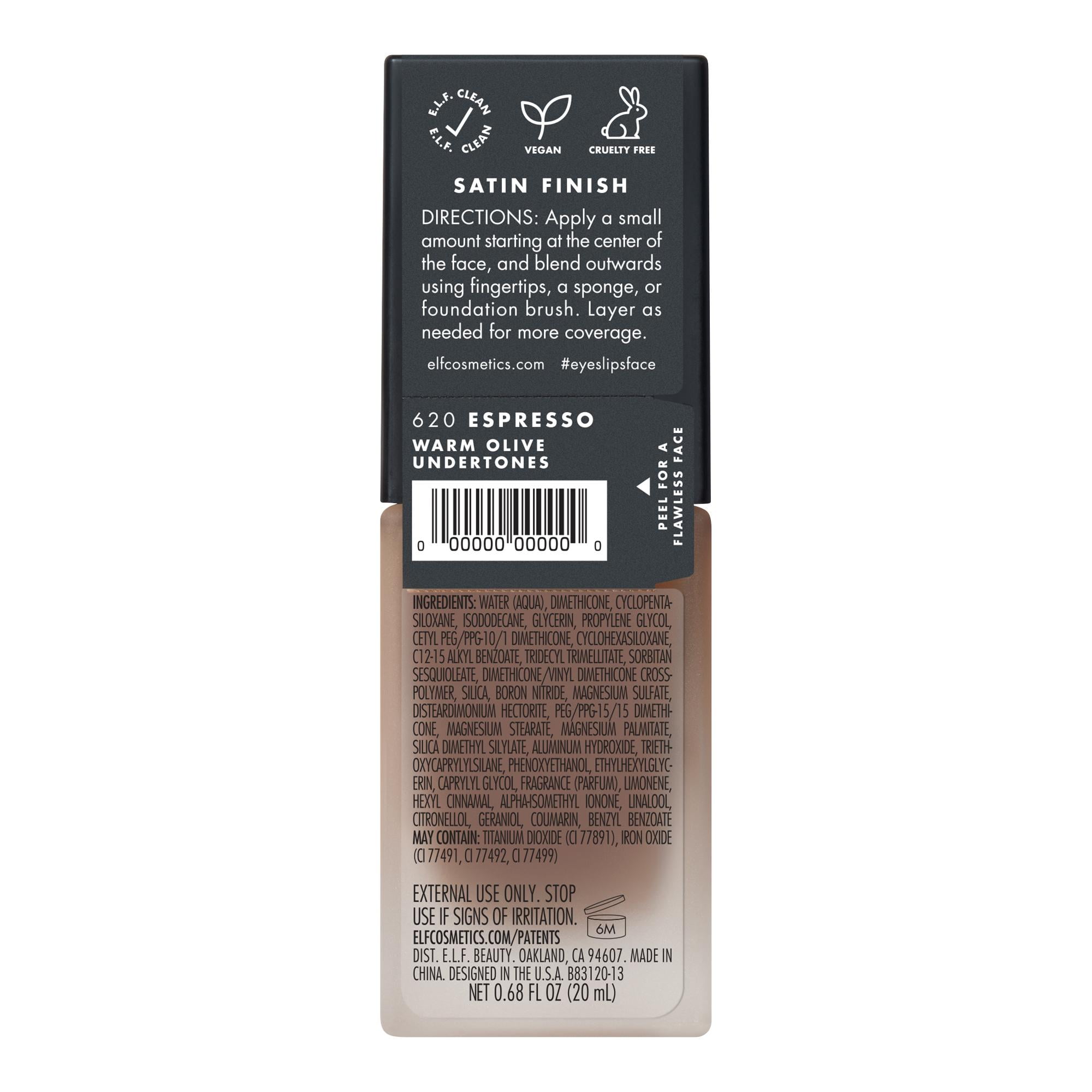 (2 pack) e.l.f. Flawless Satin Foundation, Espresso, 0.68 fl oz