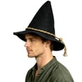 thumbnail image 3 of BRGZLK Witch Wizard Hat for Adults Men Women Stylish Felt Wide Brim Pointed Halloween Wizard Witch Hats Halloween Scarecrow Cosplay Costume Accessories 2026 Dark Blue Free Size, 3 of 4