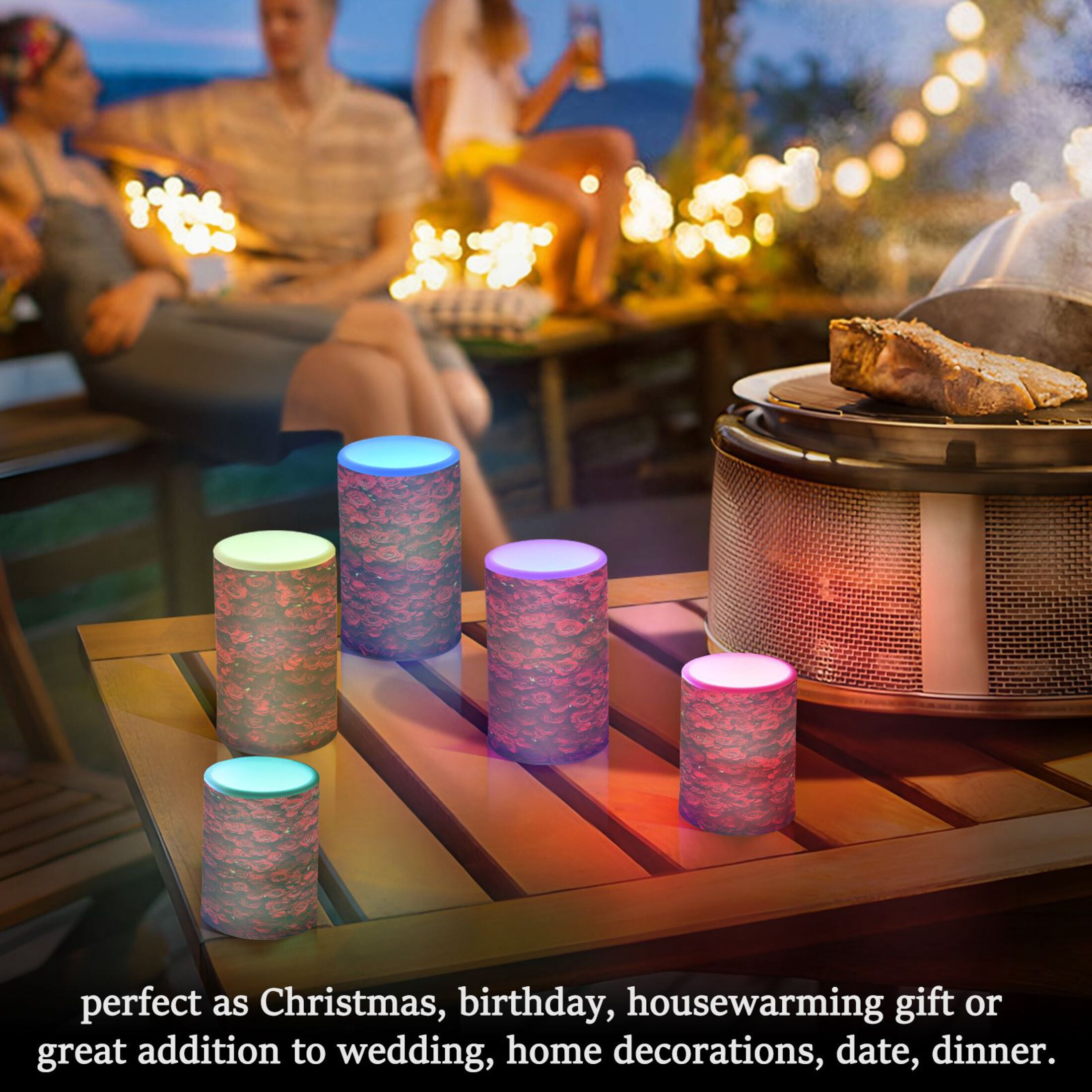 2 PCS Flameless Candles with Remote Timer LED Battery Operated Flickering Candle Light for Wedding Table Home Decoration Gifts Wall Of Red Roses