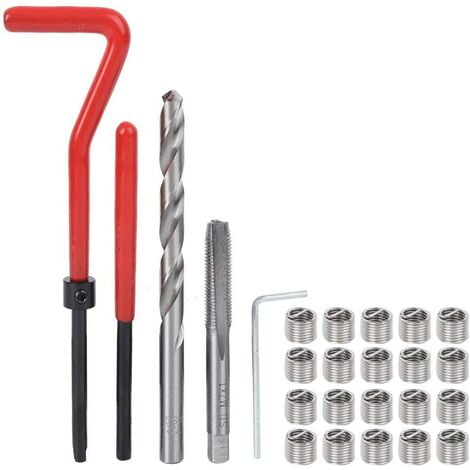 Kit De Réparation De Filetage 25Pcs M7 Outil De Réparation De Filetage Insert Outil De Taraudage Ensemble De Forets Pour Réparation Automatique Avec Boîte En Plastique