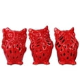 thumbnail image 2 of 3-Pc Owl No Evil Figurine with Perforated Design in White, 2 of 2