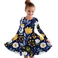 thumbnail image 1 of Odeerbi Niñas Vestido de Patinadora Floral Acampanado Vestidos de Princesa 4-14 Años Niñas Vestido de Patinadora Cuello Redondo Vestido de Manga Larga, 1 of 4