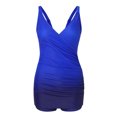 thumbnail image 5 of Sngxgn Women Swimsuit Tummy Control Bathing Suit Plunge V Neck Swimwear(Blue,XL), 5 of 7