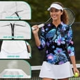 thumbnail image 6 of Uorisanigo Turtle Flower Women's Golf Shirt Soft Polyester Spandex Fabric Women's 3/4 Sleeve Athletic Golf Shirts Comfortable Fashion Zip Up Collar Tennis Tops Outing Wear Size M, 6 of 7
