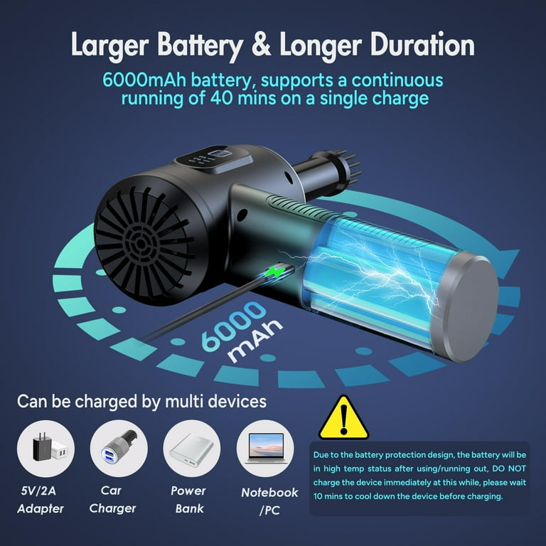 Compressed Air Duster Rechargeable Electric Air Duster - 150,000 RPM Cordless Blower For Keyboard, PC, Car & Camera 150000 RPM Dust Cleaner