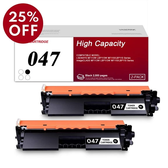 047 Black 2-Pack Toner Cartridge Replacement for Canon CRG047 ImageCLASS MF113W LBP113W MF110/LBP110 Series Printers ( up to 2,000 pages )