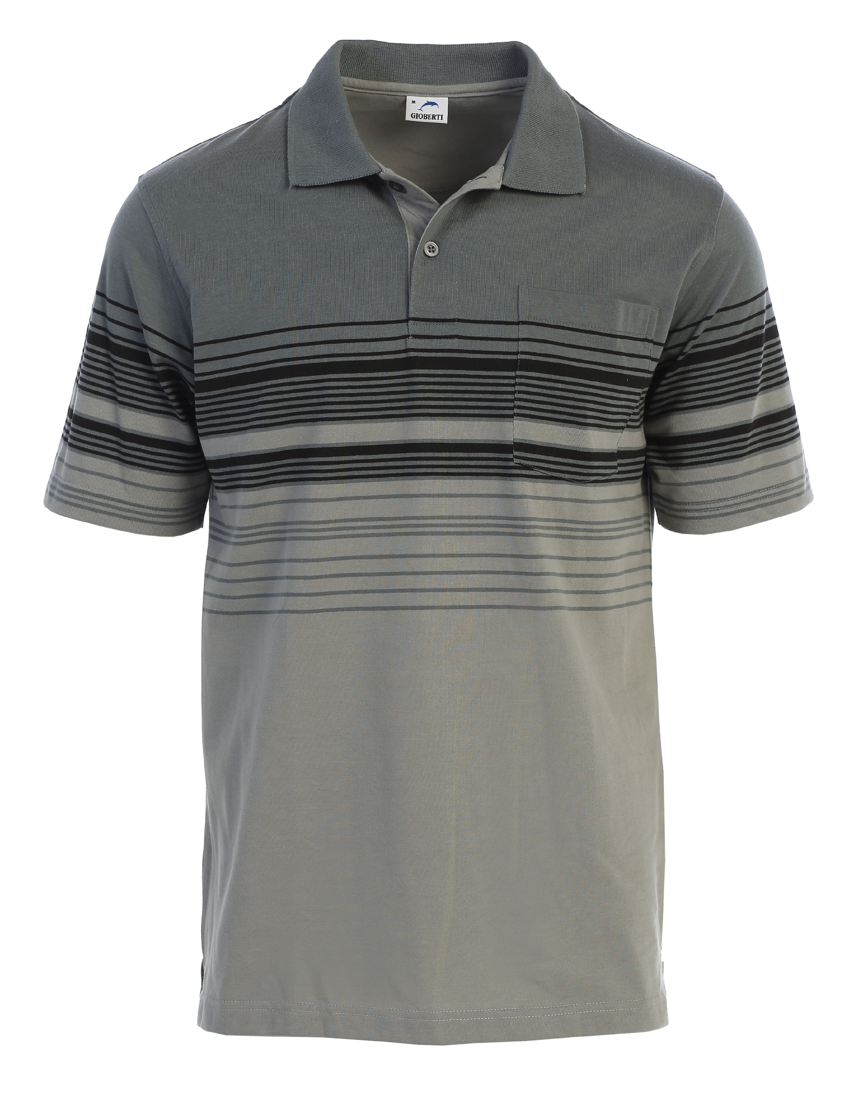 Gioberti Gioberti Mens Slim Fit Striped Polo Shirt with Pocket