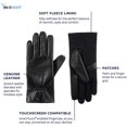 thumbnail image 2 of isotoner Women's Classic Stretch Leather Touchscreen Cold Weather Gloves, Fleece Lining Small-Medium Black, 2 of 7