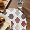 thumbnail image 3 of Moroccan Geometric Round 15 Inch Placemats Set of 6, Vintage Boho Rhombic Pattern Red Gray HeatResistant Non Slip Place Mats for Dining Table, Wipeable Braided Kitchen Table Mats for Housewarming, 3 of 9