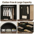thumbnail image 3 of Armoire Wardrobe Closet with Drawers, Wood Bedroom Armoires and Wardrobes with Rattan Doors for Hanging Clothes, Arched Clothing Cabinet,Black, 3 of 10