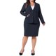 thumbnail image 2 of Conjunto de traje de negocios de 2 piezas para mujer de tallas grandes Agnes Orinda, con blazer de solapa muesca y falda lápiz midi con bolsillos, talla 2X, azul marino, 2 of 5