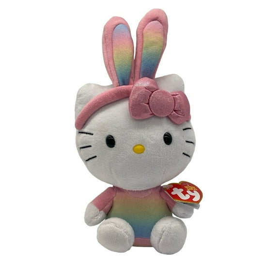 Ty Beanie Baby - Hello Kitty Rainbow Pink Easter Bunny (6.5" Plush) (BONUS ONE RANDOM TY ERASER)