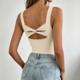 thumbnail image 7 of Women Undershirt Baeitkot Women's Fashion Solid Color Round Neck Built-In Chest Pad No Sleeve Sports Top, 7 of 7