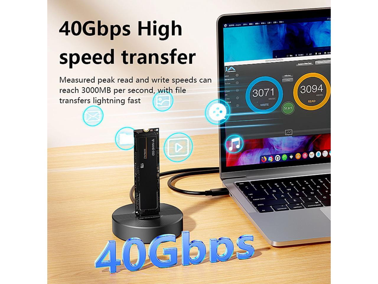 USB4.0 (USB-C) 40G Portable NVMe M-Key (B+M) / NVMe / PCIe SSD (22110, 2280, 2260, 2242, 2230) Ultra Fast External SSD Docking (Docking Only)