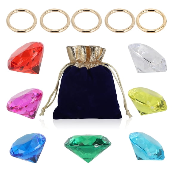 Juego de anillos ZCYSRLQIN con diamantes acrílicos redondos dorados, 12 unidades