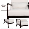 thumbnail image 6 of S-HOME Mid Century Modern Accent Chair with Detachable Lumbar Pillow Solid Wood Frame for  Living Room or Home Office, Beige+Brown, 6 of 11
