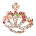 thumbnail image 3 of Crown Brooch,  Tiara Crown Brooches Alloy Frame Colored  Rhinestone Delicate  For Banquet For Women, 3 of 8