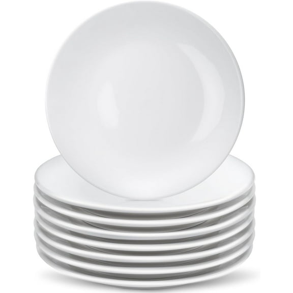 8 Pcs Porcelain Dessert Plates,6 inch White Appetizer Plates,Round Small White Plates,Small Plates for Appetizers,Ceramic Dessert Plate for Cake Snacks,Microwave Oven and Dishwasher Safe