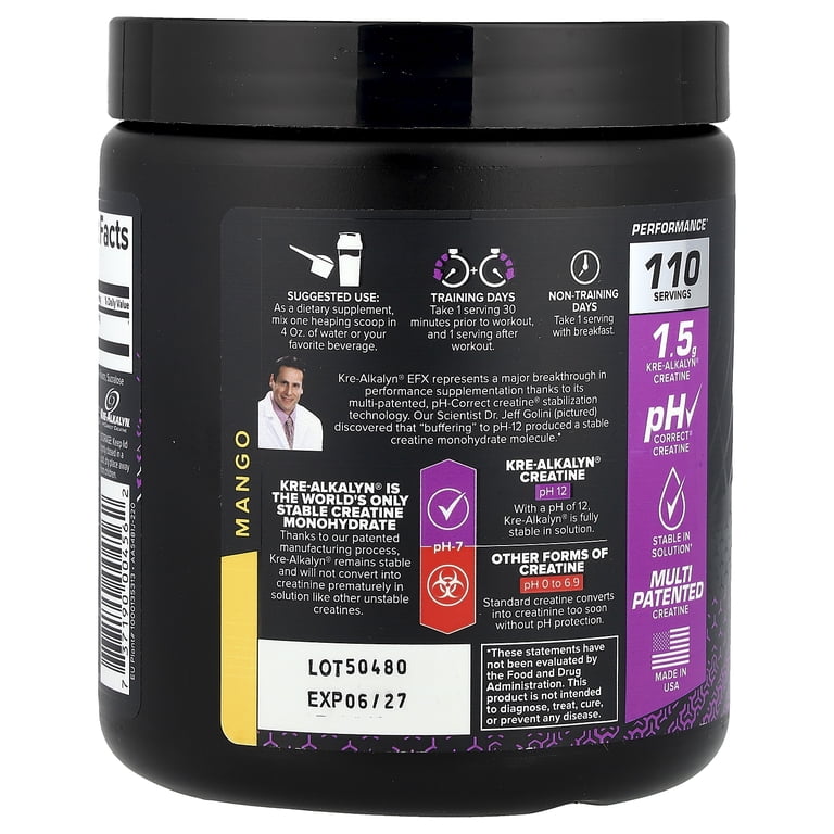 EFX Sports Kre-Alkalyn EFX Powder, Mango, 7.76 oz (220 g