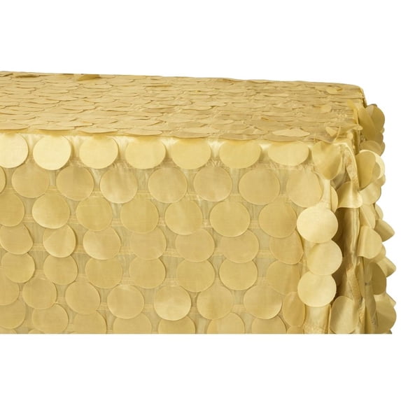 1 Pc, 90"X156" Petal Circle Taffeta Rectangular Tablecloth - Gold For Wedding Or Event Decor