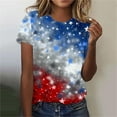 thumbnail image 5 of Cavosen Red White and Blue Clothes for Women Petite 4th of July Short Sleeve Round Neck Shirts American Flag Print Shirts Lady XL Red White and Blue Casual Tops Patriotic Tunic Tees Patriotic Blouses, 5 of 5