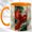 Orange, variant on Red Bird Flight Coffee Mug, Stained Glass Bird Mug, Ceramic 11 oz