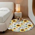 thumbnail image 2 of Spring Sunflowers Round Area Rug 5Ft Washable Circle Rugs for Living Room Bedroom, Rustic Floral Farmhouse Grey Buffalo Plaid Non-Slip Carpet Floor Mats Indoor Outdoor Carpet Runner Home Decor, 2 of 8