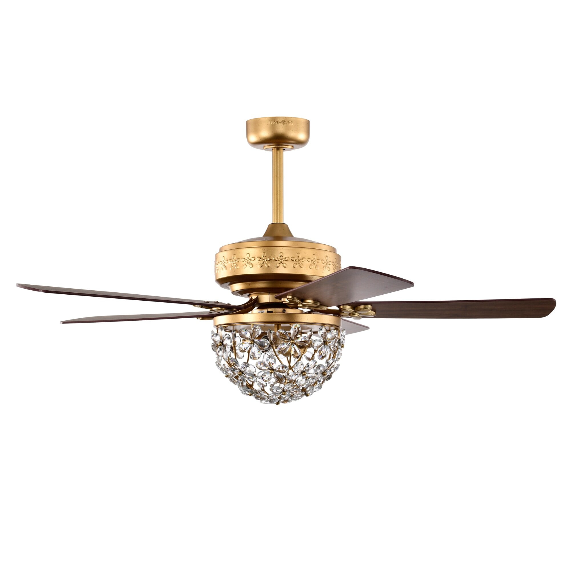 Warehouse of Tiffany Naja 52 Inch Antique Gold Crystal Ceiling Fan with Remote - N/A
