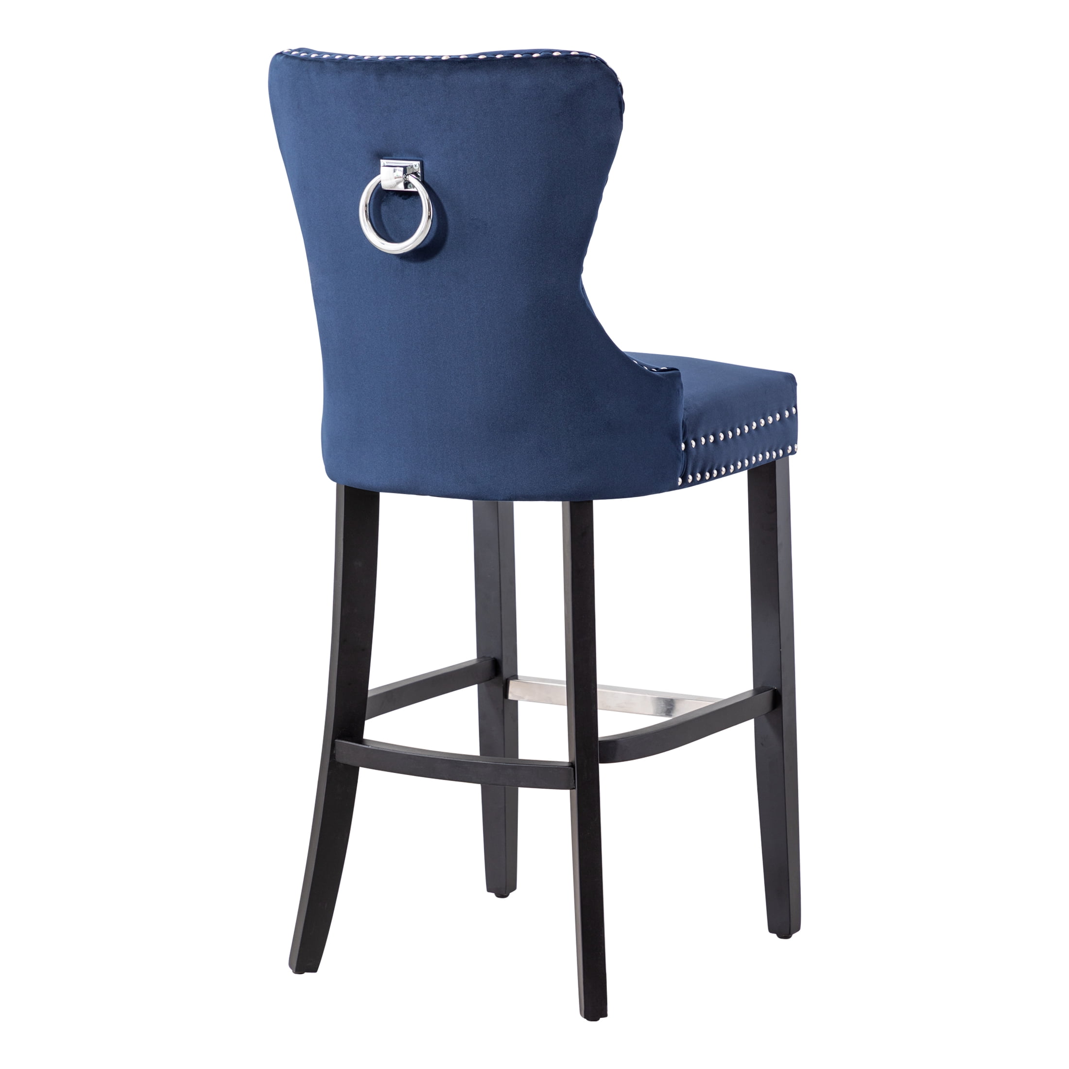 Westin Outdoor 29" Tufted Velvet Counter Stool, Black/Velvet Navy Blue
