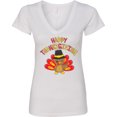 thumbnail image 3 of Inktastic Happy Thanksgiving Cute Turkey in Pilgrim Hat Women's V-Neck T-Shirt, 3 of 5