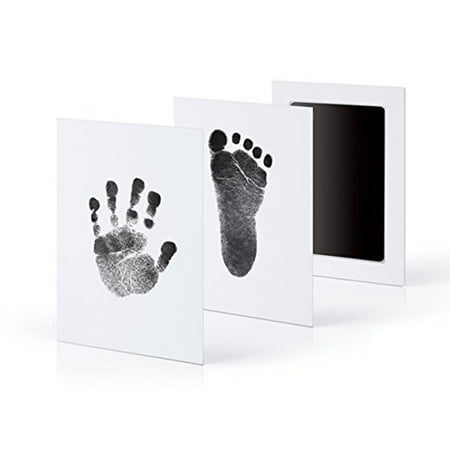 Ink Pad Kit Newborn Baby Handprint Footprint Ink Pad Non-Toxic Clean Touch Ink Pad Photo Safe Print Kit for Baby (Black) ()