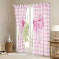 thumbnail image 3 of Erosebridal Pink Watercolor Bow Black Out Curtains for Girls, Pink Bow Curtains Pack of 2 (42x63 Each) for Women, 3 of 6