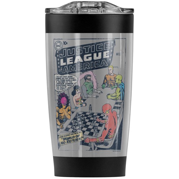 Justice League World Of No Return Stainless Steel Tumbler 20 oz Coffee Travel Mug/Cup, Vacuum Insulated & Double Wall with Leakproof Sliding Lid | Great for Hot Drinks and Cold Beverages